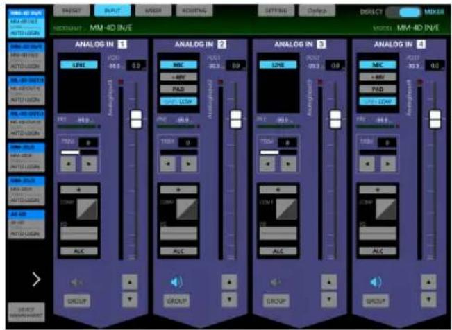 MIL-4D IN/E MIL-4D IN/E MIL-4D IN/E MIL-4D IN/E ANALOG IN 1 LINE FOS 0.0 0.0 ANALOG IN 2 MIC + MV PAS 0.0 0.0 ANALOG IN 3 LINE FOS 0.0 0.0 ANALOG IN 4 MIC + MV PAS 0.0 0.0 ANALOG IN 5 LINE FOS 0.0 0.0 ANALOG IN 6 LINE FOS 0.0 0.0 ANALOG IN 7 LINE FOS 0.0 0.0 ANALOG IN 8 LINE FOS 0.0 0.0 ANALOG IN 9 LINE FOS 0.0 0.0 ANALOG IN 10 LINE FOS 0.0 0.0 ANALOG IN 11 LINE FOS 0.0 0.0 ANALOG IN 12 LINE FOS 0.0 0.0 ANALOG IN 13 LINE FOS 0.0 0.0 ANALOG IN 14 LINE FOS 0.0 0.0 ANALOG IN 15 LINE FOS 0.0 0.0 ANALOG IN 16 LINE FOS 0.0 0.0 ANALOG IN 17 LINE FOS 0.0 0.0 ANALOG IN 18 LINE FOS 0.0 0.0 ANALOG IN 19 LINE FOS 0.0 0.0 ANALOG IN 20 LINE FOS 0.0 0.0