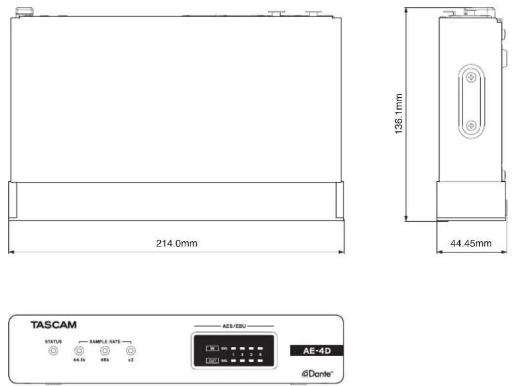 TASCAM AE4D - Dimensional drawings / Dessins avec cotes / Esquema de dimensiones / Maßzeichnungen / Dimensioni / 寸法図 - 1