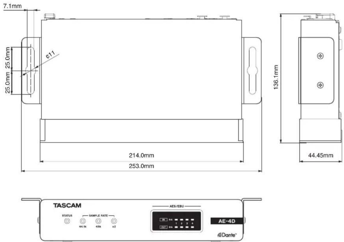 TASCAM AE4D - Dimensional drawings / Dessins avec cotes / Esquema de dimensiones / Maßzeichnungen / Dimensioni / 寸法図 - 2