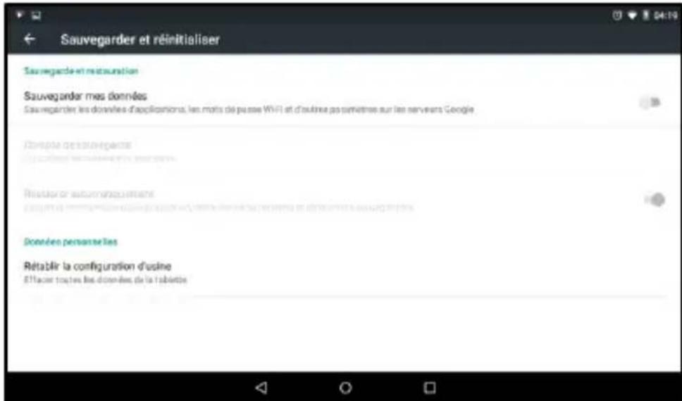 CONTINENTAL EDISON CEDTAB10BFW7 - Sauvegarde et réinitialisation - 1