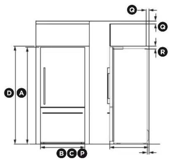 Fisher & Paykel RF170WDRUX5 N - Product and cabinetry dimensions - 1