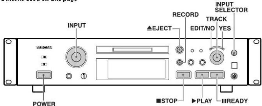 TASCAM MD350 - Buttons used on this page - 1