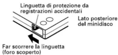 TASCAM MD350 - Per evitare cancellazioni accidentali di materiale precedentente registrato sul disco - 1