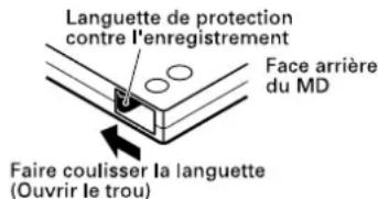 TASCAM MD350 - Pour protéger un MD d'un effacement accidentel - 1