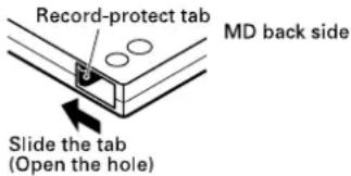 TASCAM MD350 - To protect an MD against accidental erasure - 1