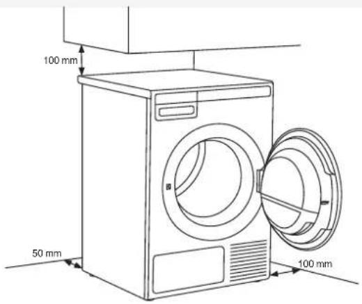 ASKO T608HX - Espace libre autour du seche-linge pour un fonctionnement optimum - 1