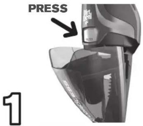 DIRT DEVIL Versa Cordless 3in1 - HOW TO EMPTY DIRT CUP AND REMOVE FILTER - 1
