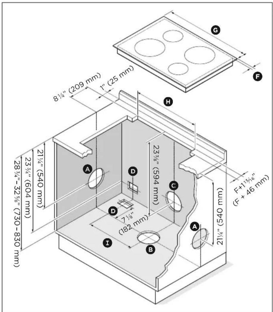 Fisher & Paykel HD30 - Cabinet cutout dimensions - 2