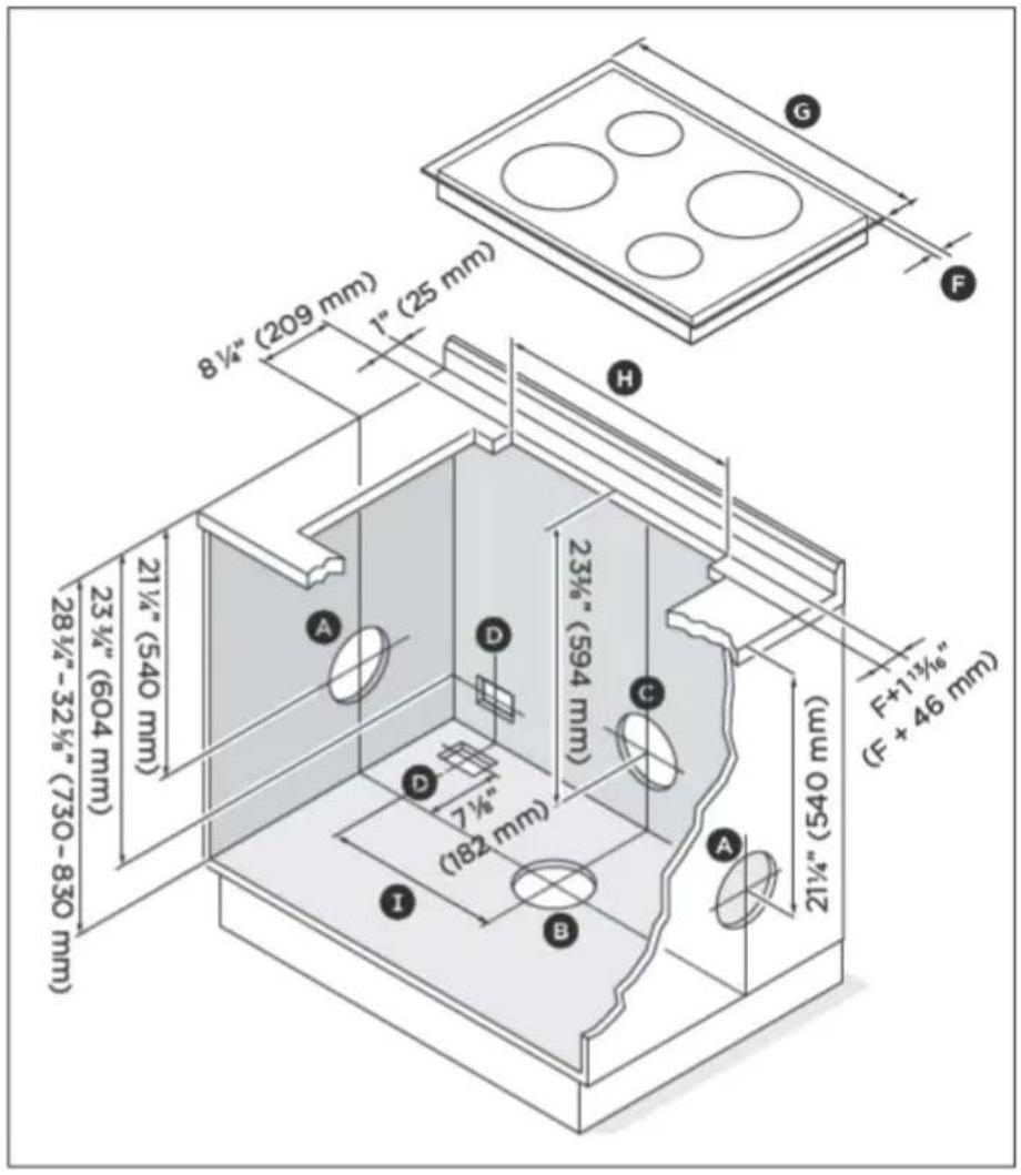 Fisher & Paykel HBD600I - Cabinet cutout dimensions - 2