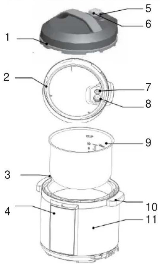 Exploded view diagram of a mechanical device with numbered parts for identification