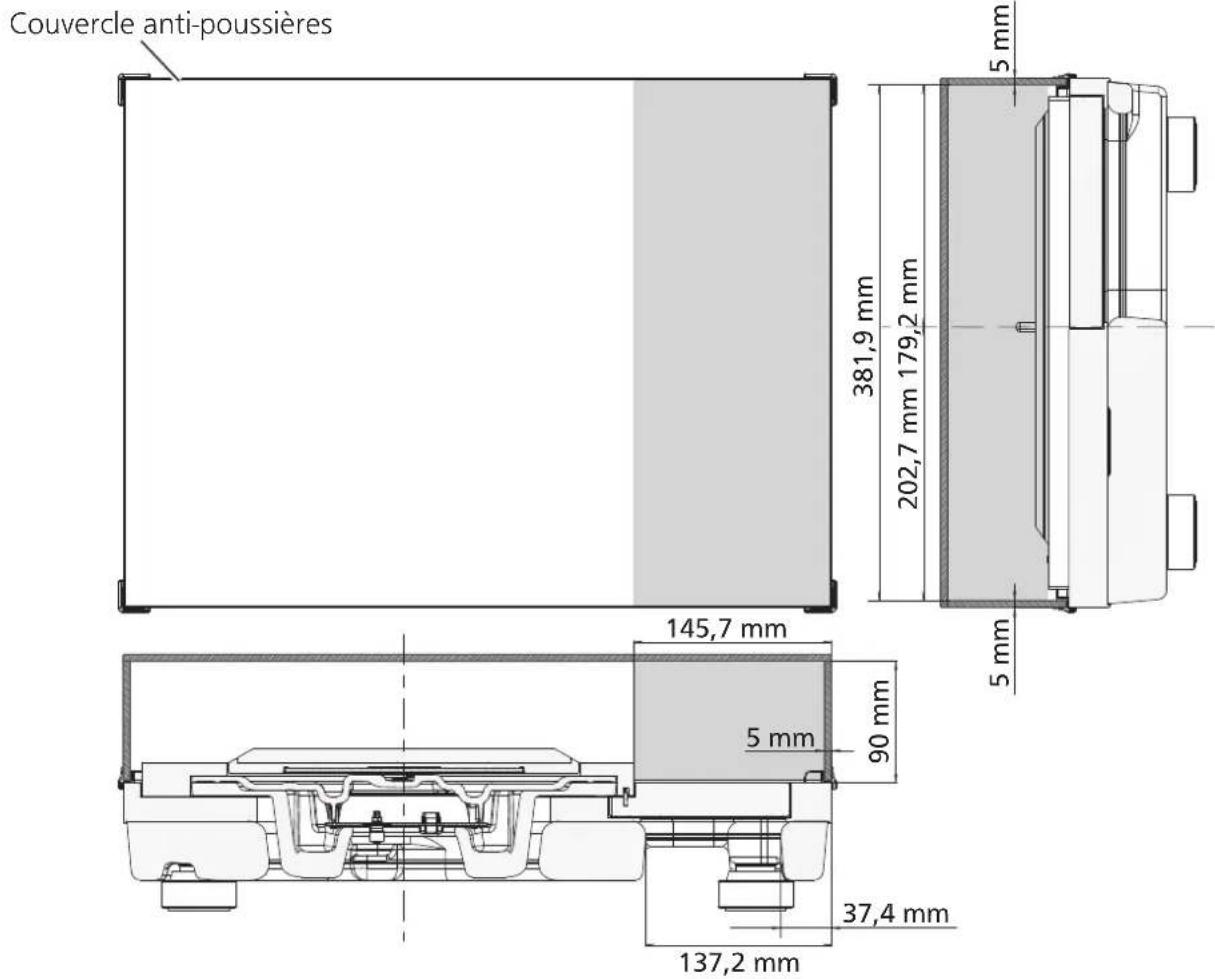 TECHNICS SH1000R - Tout en maintenant le couvercle anti-poussière des deux côtés, mettez-le en place en alignant ses quatre coins sur les quatre coins de l'appareil. - 2