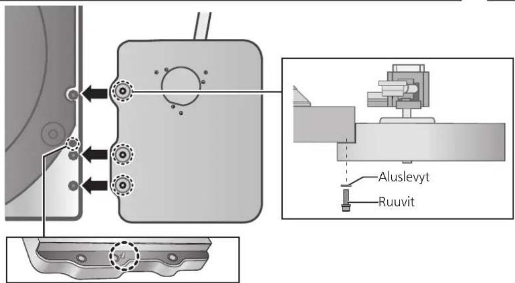 TECHNICS SH1000R - Asenna äänivarren jalusta SP-10R-levysoittimen runkoon. - 2