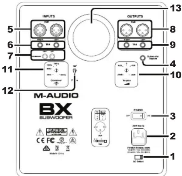 M-AUDIO BX Subwoofer - Panneau arrière - 1