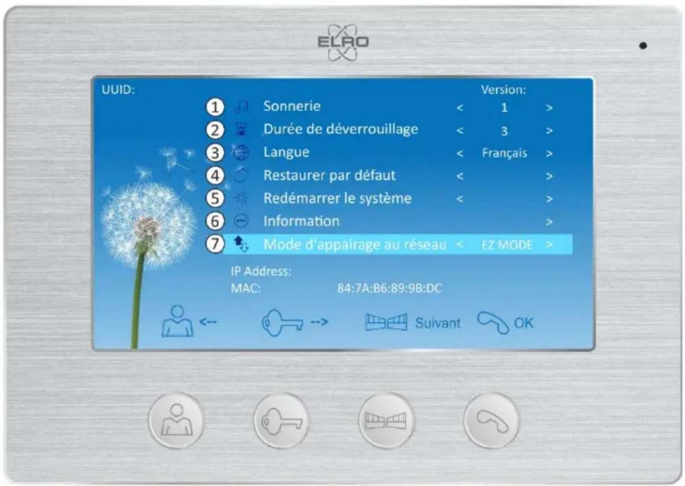 ELRO DV477IP2 - Menu du moniteur - 1