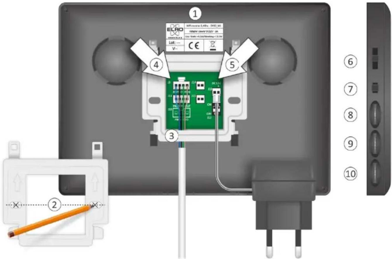 ELRO DV50P1M2 - Montage et connexion du moniteur - 1