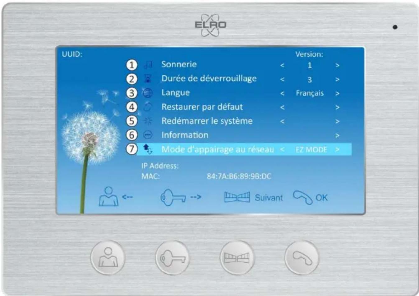 ELRO DV477IP4 - Menu du moniteur - 1
