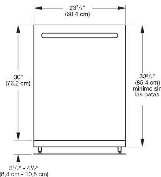 KITCHENAID KDTM804KPS - DIMENSIONES DEL PRODUCTO Y DE LA ABERTURA DEL GABINETE: - 1