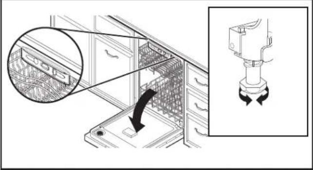 KITCHENAID KDTM804KPS - Verifique la nivelación de lado a lado y regule las patas si esnecessary - 1