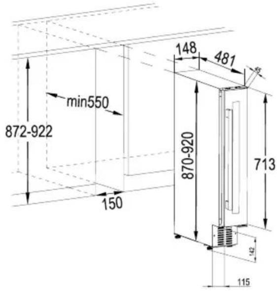 CATA VI 15107 X - DIMENSOES DE INSTALLAÇÃO (MM) E REQUISITOS DE VENTILACAO - 1