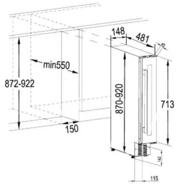 CATA VI 15107 X - DIMENSIONS D'INSTALLATION (MM) ET EXIGENCES DE VENTILATION - 1