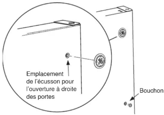 GE GTE18MTRRWW - INSTALLATION DE L'ÉCUSSON ET DU BOUCHON SUR LA PORTE DU CONGÉLATEUR - 1