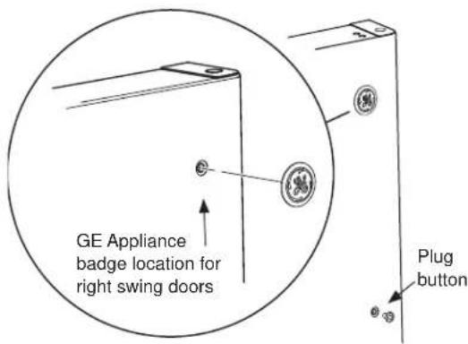 GE GTE18MTRRWW - BADGE AND PLUG BUTTON INSTALLATION ON FREEZER DOOR - 1