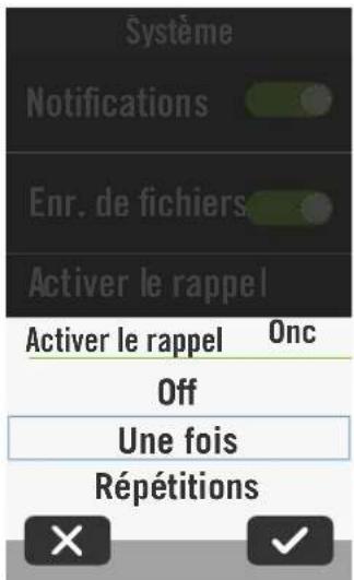 Bryton Rider 750 - Activer le rappel - 1