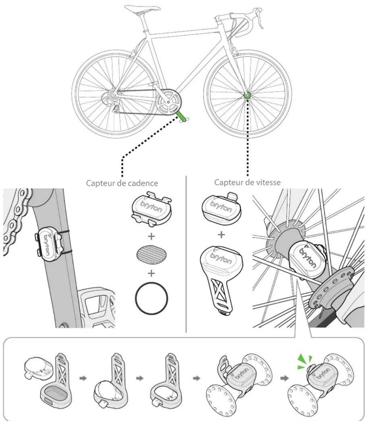 Bryton Rider 320 - Installation du capteur de vitesse/cadence/ double (optionnel) - 1