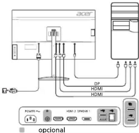 ACER XV322UX - Conexión del monitor a un ordinador - 1