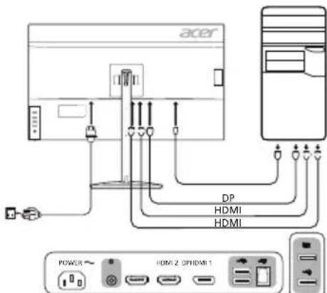 ACER XV322UX - 將顯示器連接至電腦 - 1