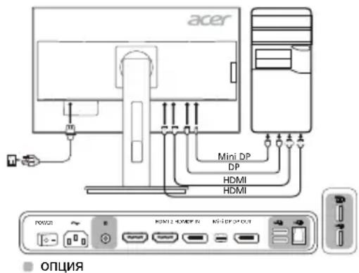 ACER B276HULC - IopKIOUeHHe MOHTOPa K KOMNbTepy - 1