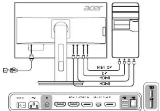 ACER B276HULC - Pripojenie monitora k počitaču - 1