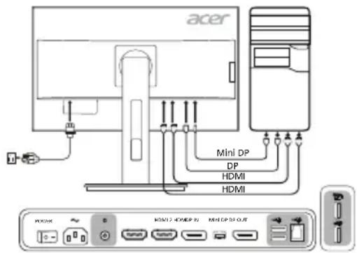 ACER B276HULC - Nayton liittäminen tietokoneeseen - 1