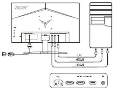 ACER KG252QX - Nayton liittäminen tietokoneeseen - 1