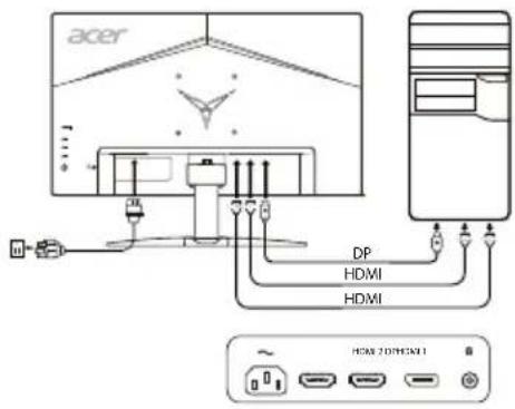 ACER KG252QX - 將顯示器連接至電腦 - 1