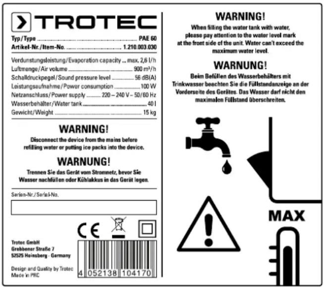 TROTEC PAE 80 - Remarque - 1