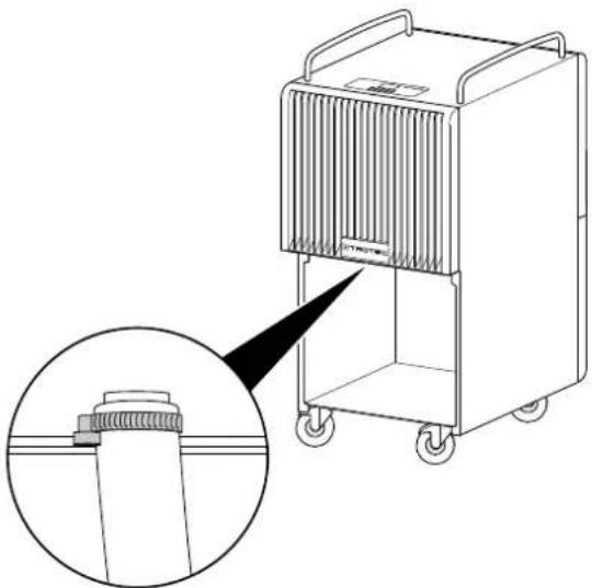 TROTEC TTK 122 E - Fonctionnement avec tuyau branché sur le raccord d'évacuation de l'eau de condensation - 3