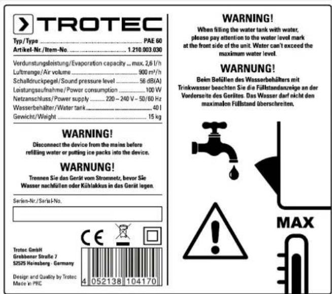 TROTEC PAE 61 - Remarque - 1