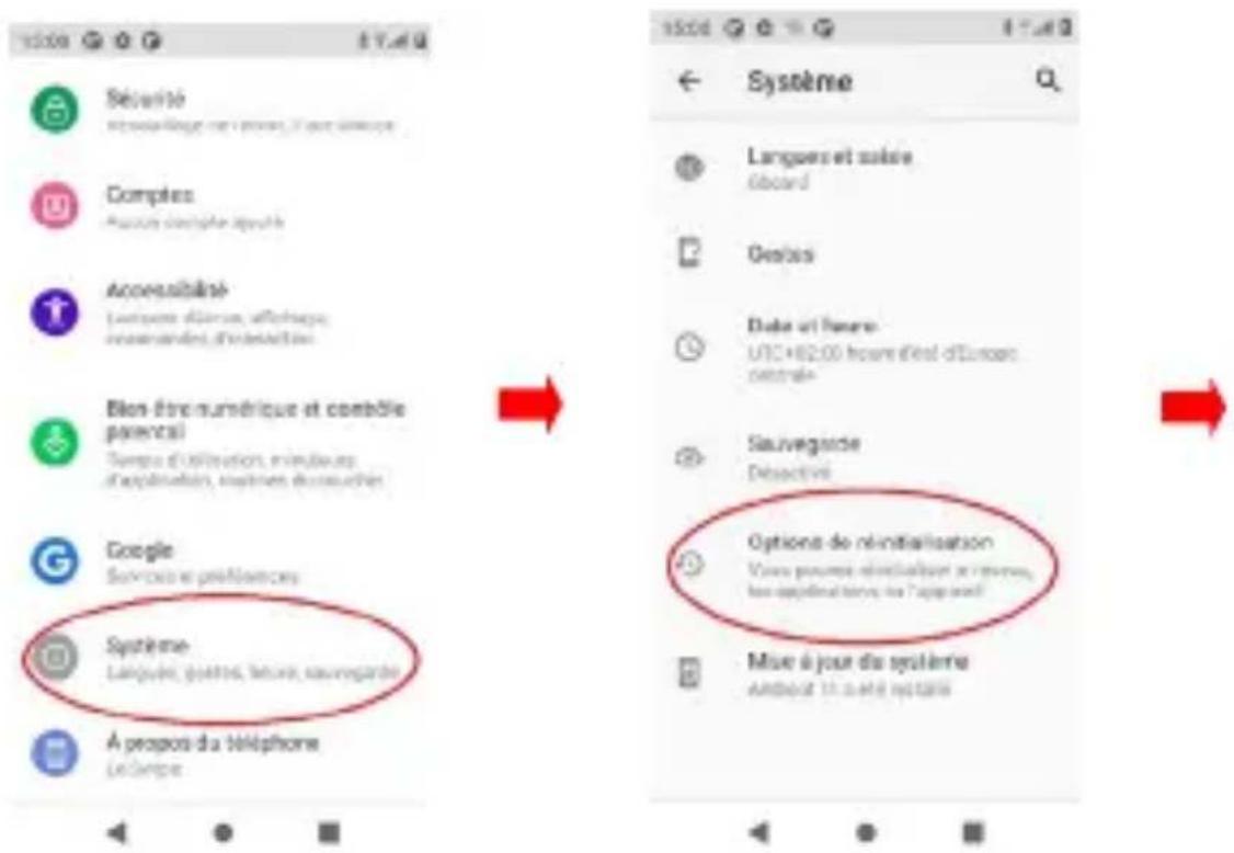 LOGICOM Le Fizz - Réinitialisation du téléphone par le menu paramètre : - 1