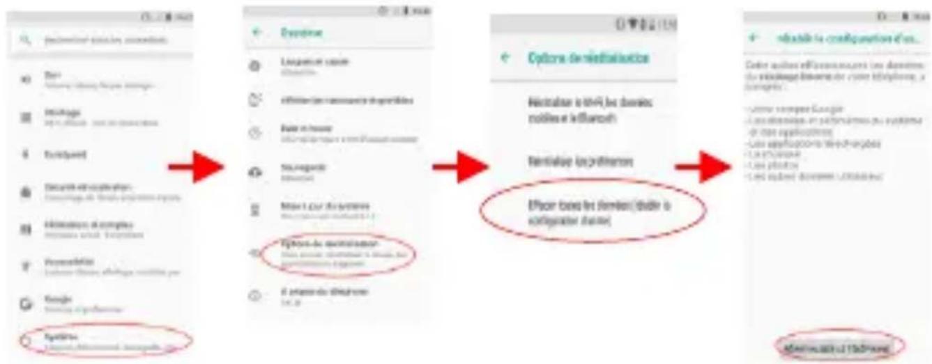 LOGICOM Le Pulse - Réinitialisation du téléphone par le menu paramètre : - 1