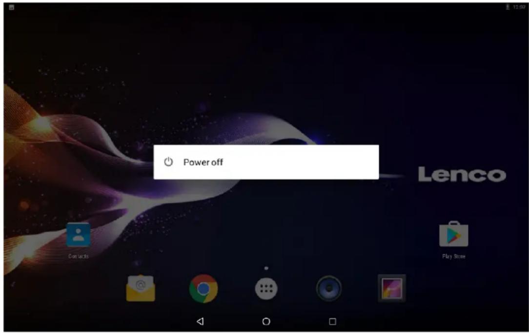 LENCO TDV1000BK - Turning the Tablet on or off - 1