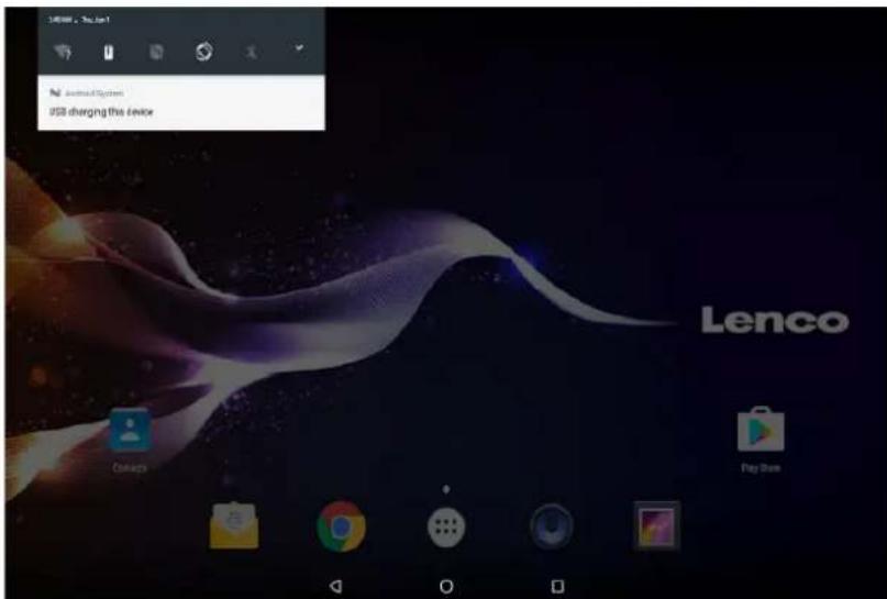 LENCO TDV1000BK - Cuando la tablet está connectada, deslice hacía abajo el icono USB y después toque el icono de USB conectado. - 1