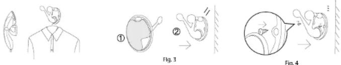 Medical illustration showing ear anatomy steps: before and after ear removal, with labeled diagrams ① and ②.