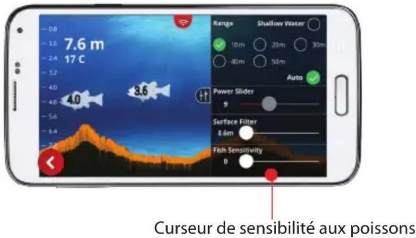 LOWRANCE FishHunter Pro - Curseur de sensibilité aux poissons - 1