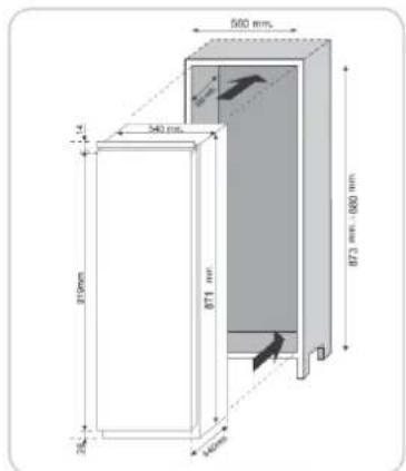 ROSIERES RBLP 170 NSN - DIMENSÕES DO PRODUTO E COMPARTIMENTO EMBUTIDO - 1
