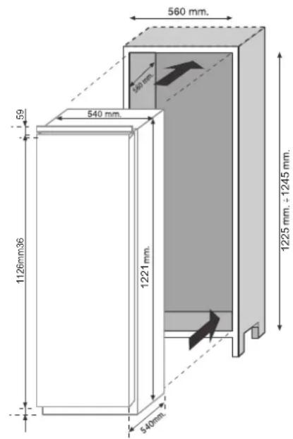 ROSIERES RSOP122N - DIMENSIONI DEL PRODOTTO E DEL VANO DI INCASSO - 1