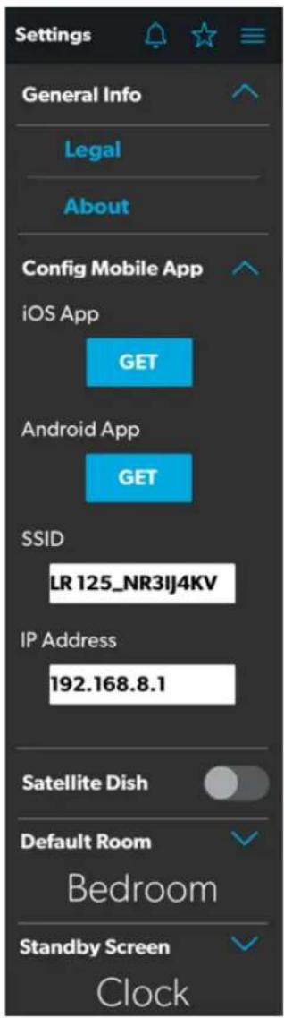 DOMETIC Interact Solution - Settings Screen - 1