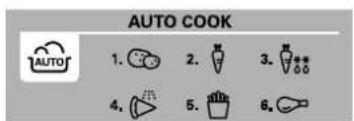 AUTO COOK 1. 2. 3. AUTO 4. 5. 6.