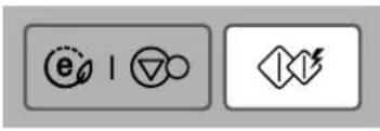 Two gray rectangular icons with symbols: one with a dotted circle and the other with a lightning bolt and waveform symbol.