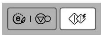 Two gray rectangular icons with symbols: one with a dotted circle containing 'e', the other with a triangle and lightning bolt symbol.